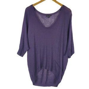 Eileen Fisher Top Sweater XS Oversized Wool Modal Camel Knit V-neck Hi Lo Hem